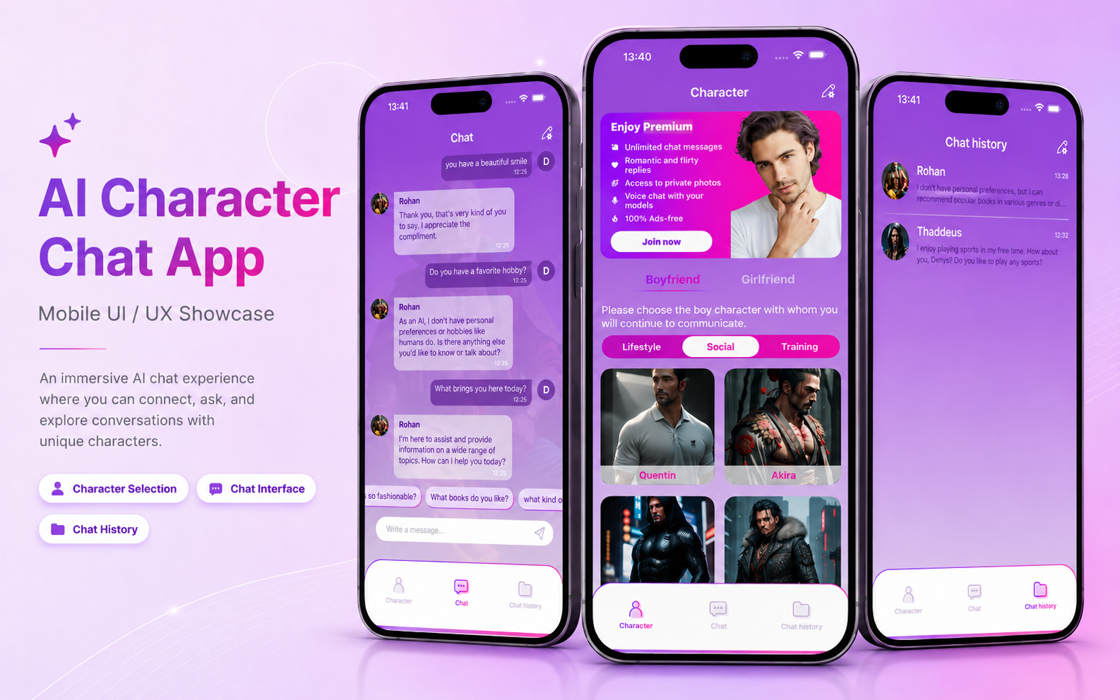 AI Girlfriend Chat Simulator website screenshot