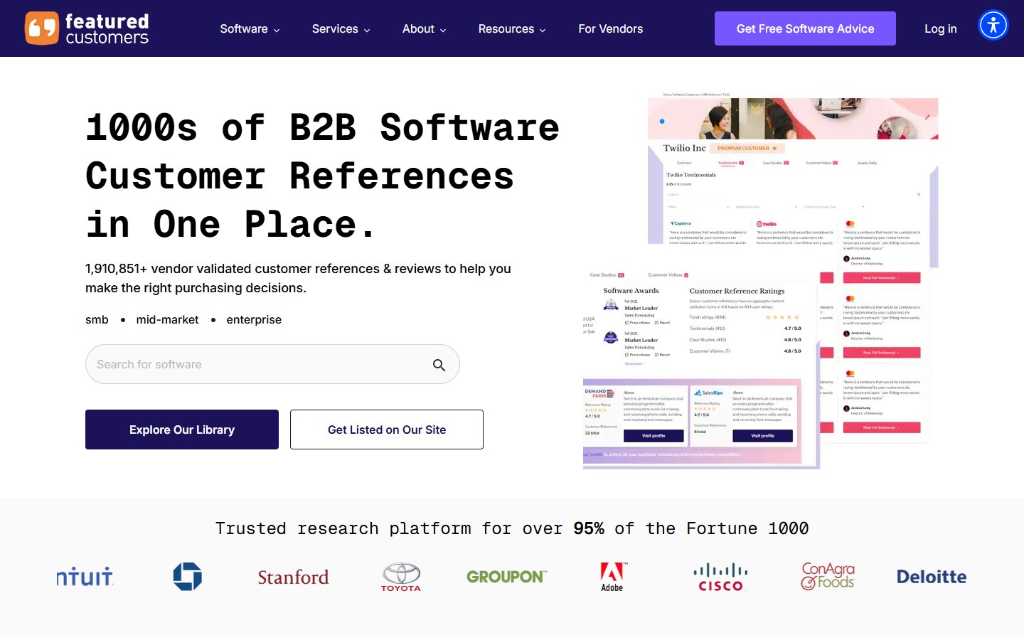 Featured Customers website screenshot